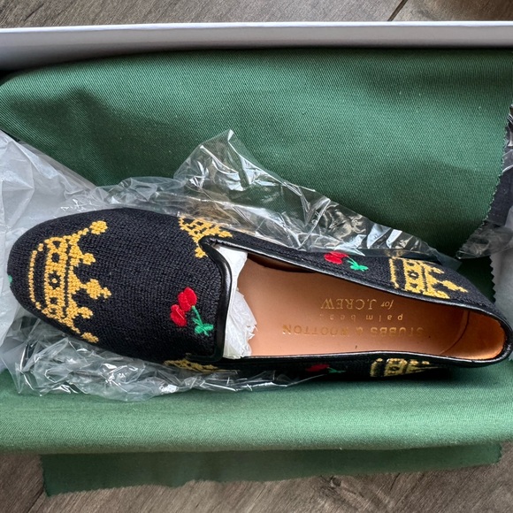 Stubbs & Wootton Black and Gold Women's Loafers - Picture 3 of 6